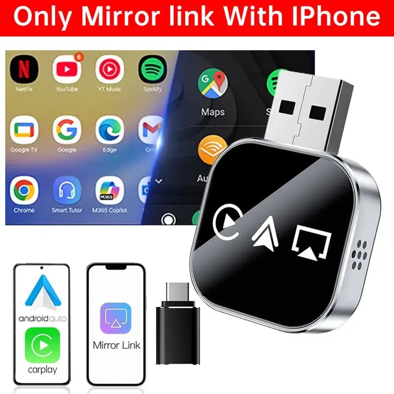 🔥LAST DAY 50% off🚗2026 Upgrade 3 in 1 Screen Mirror iOS Phone, wired to wireless Carplay adapter✨