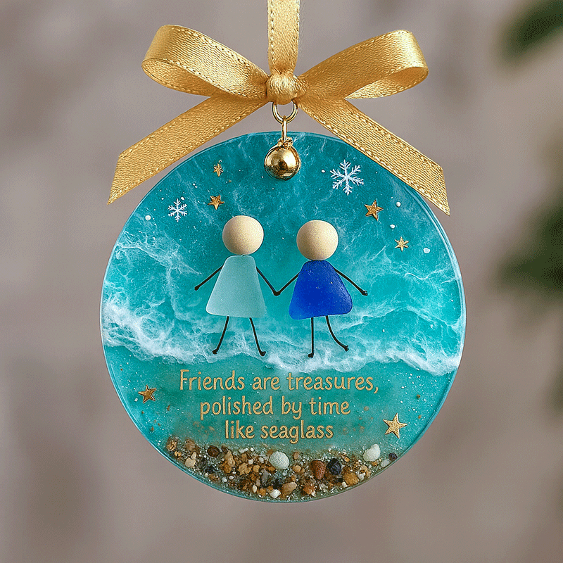 🌲Christmas Gift--Friendship Sea Glass Christmas Ornament 🎁