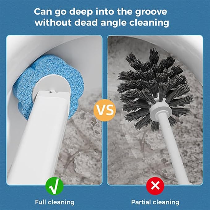 Disposable Toilet Cleaning System: Toilet Brush & Holder Kit with 6PCS Pre-Soaked Cleaner