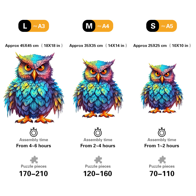 🔥LAST DAY 96% -Owl With Colorful Feathers Wooden Jigsaw Puzzle 🎁