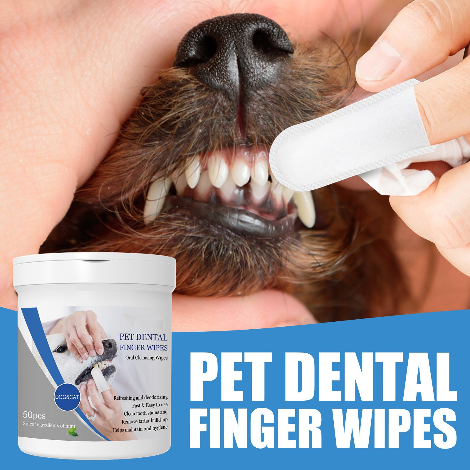 🐕Pet Teeth Macular Bacteria Cleaning Finger Wipes💡🔥
