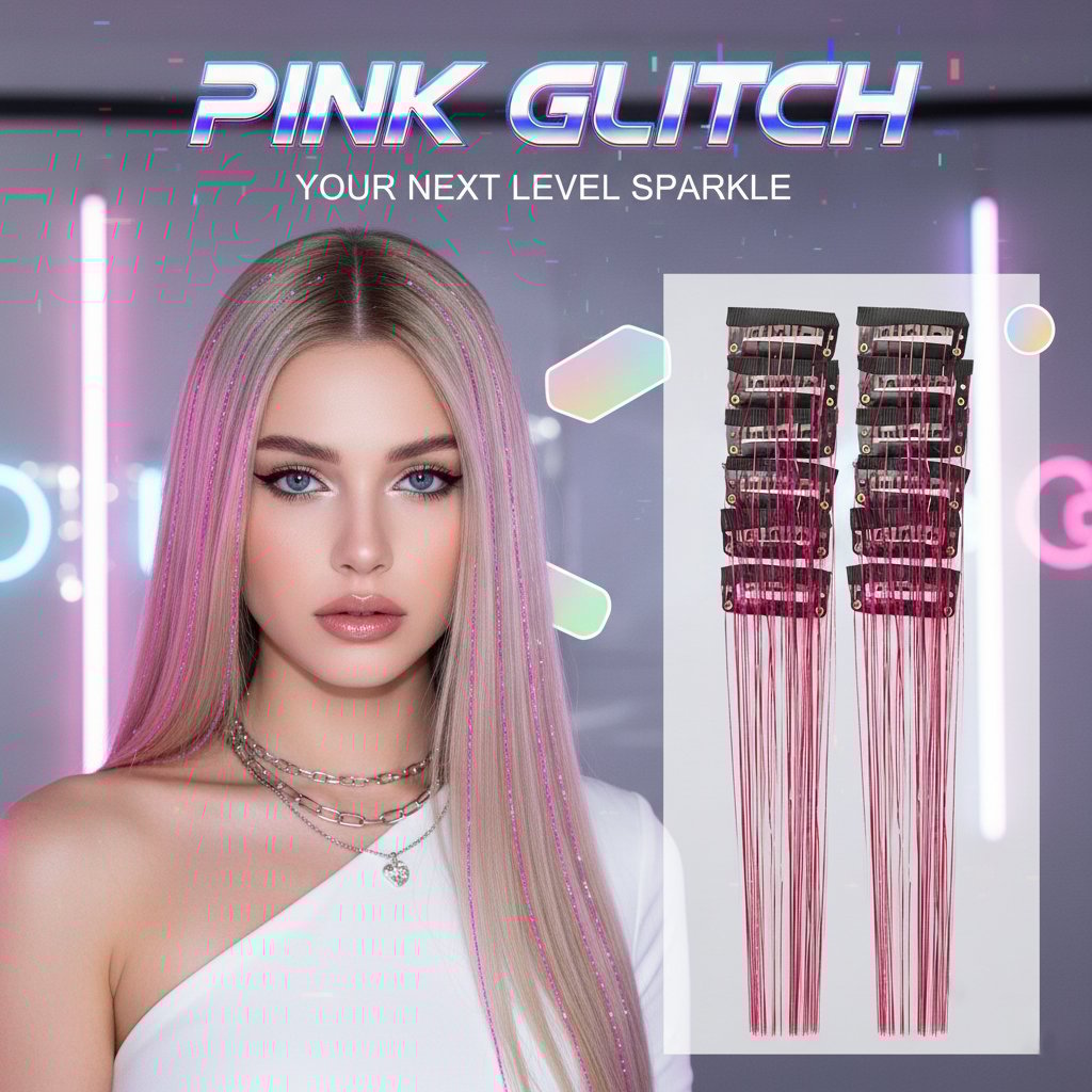 🔥Last Day 49% OFF ✨Clip-in Tinsel Hair Extensions(A set of 12 pieces)🌈