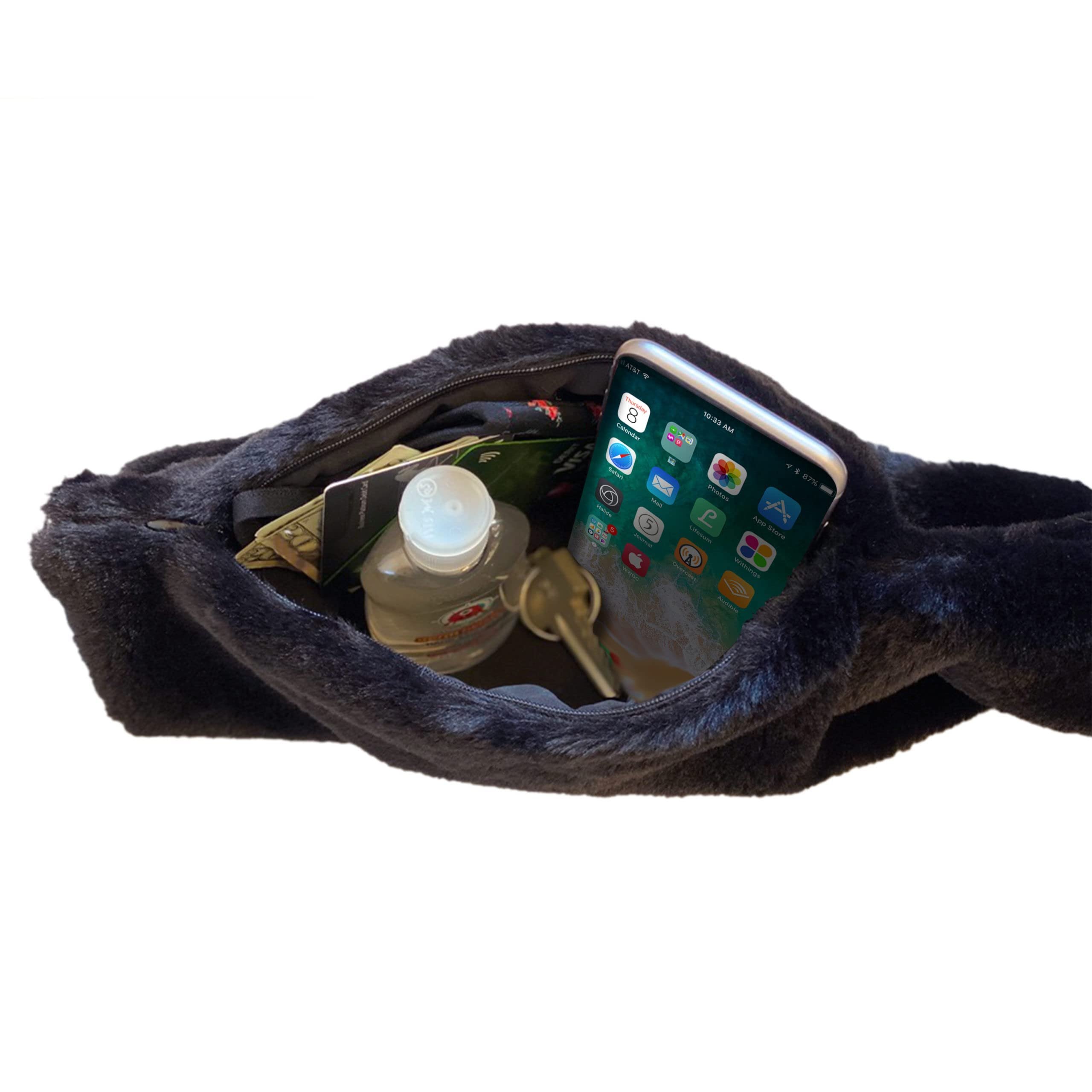 ✨Unlock a New Fashion Storage Posture in Winter⛄Faux Fur Pull-Through Scarf with Zipper Pocket 🧣✨