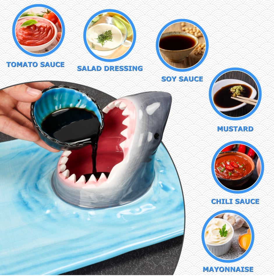 🔥LAST DAY 50% OFF⭐Handmade Ceramic Shark Plates🦈 [Equipped with knives and forks🍽]