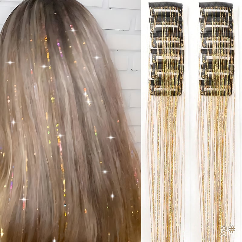 🔥Last Day 49% OFF ✨Clip-in Tinsel Hair Extensions(A set of 12 pieces)🌈