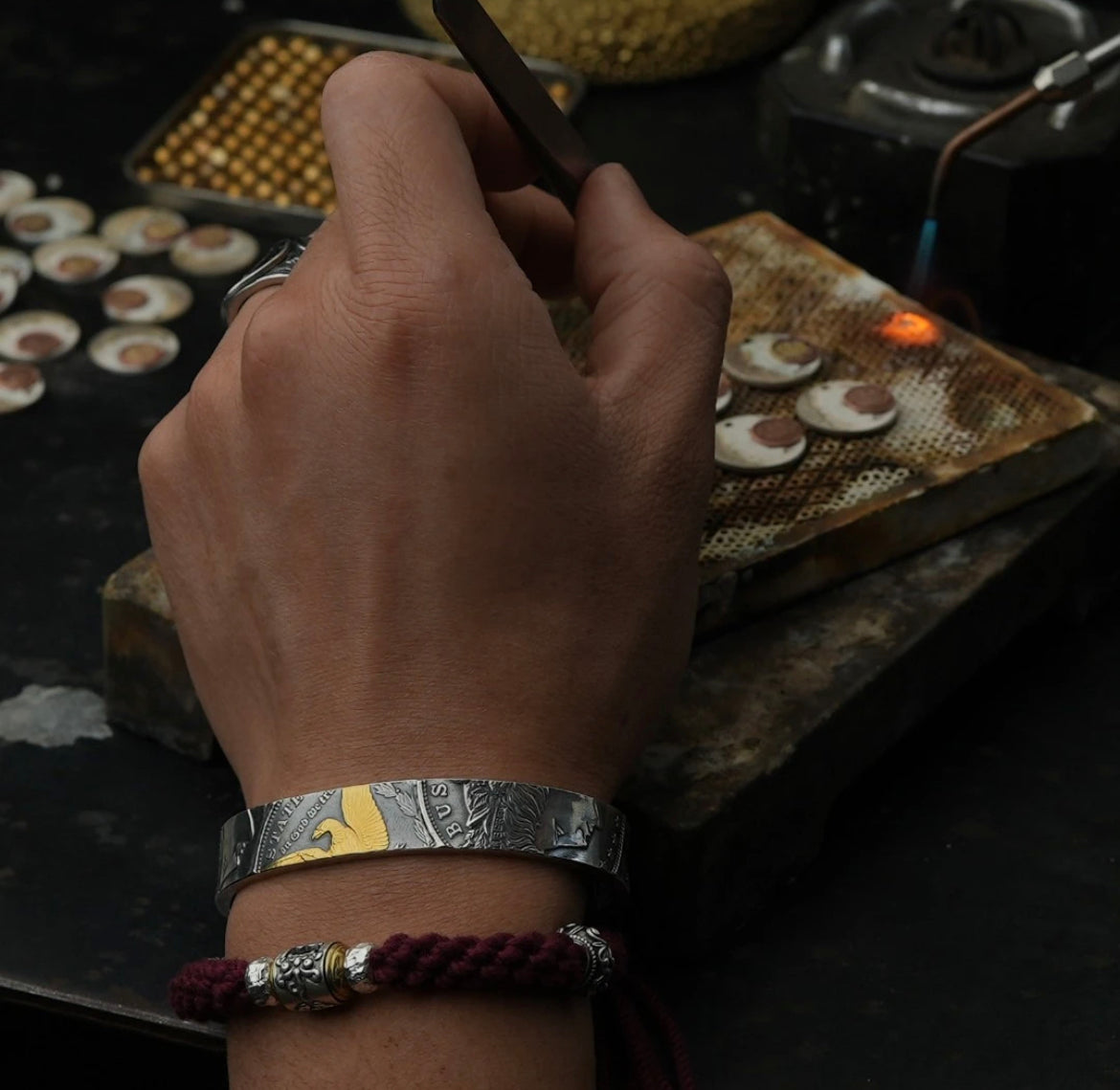 🎁Mongolia Jewelry - Mongolian Craft Handmade Morgan Silver Coin Bangle/Ring💎