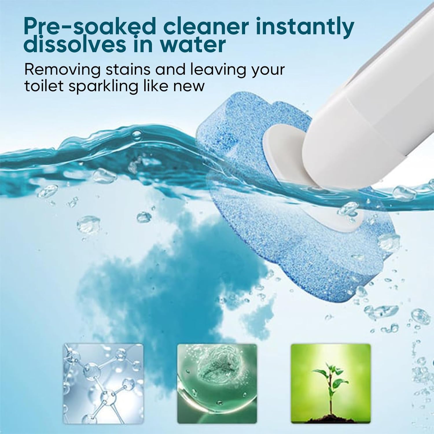 Disposable Toilet Cleaning System: Toilet Brush & Holder Kit with 6PCS Pre-Soaked Cleaner