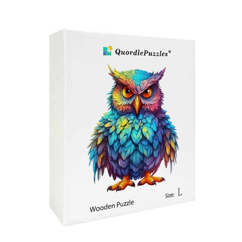 🔥LAST DAY 96% -Owl With Colorful Feathers Wooden Jigsaw Puzzle 🎁