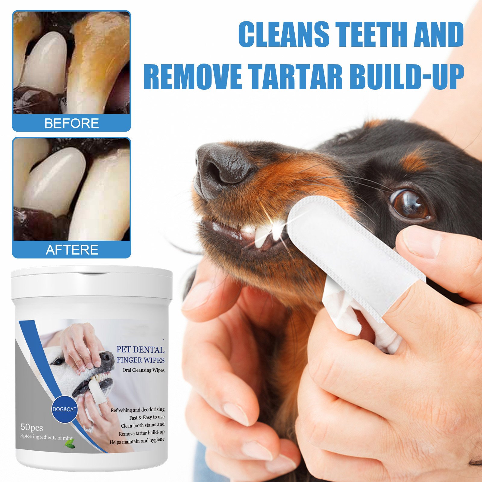 🐕Pet Teeth Macular Bacteria Cleaning Finger Wipes💡🔥