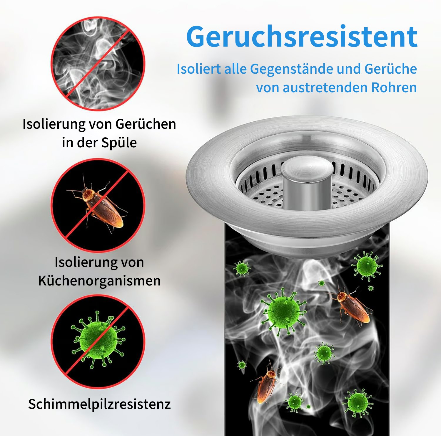 🔥 Last Day 49% Off – Improved 3-in-1 Drain Screen for Kitchen Sink