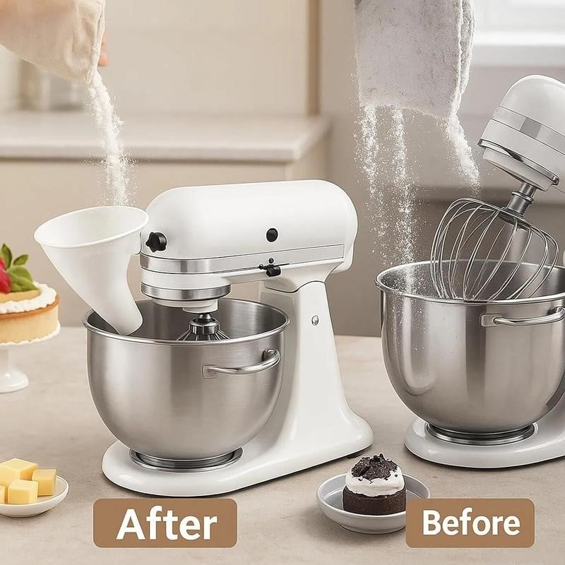 🔥LAST DAY 50% OFF✨🥰 Flour Funnel for Kitchen Aid Stand Mixer🥚🍰—The chef's right-hand assistant👨‍🍳💖