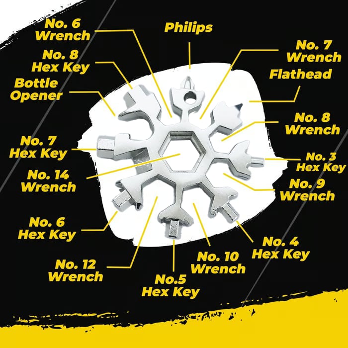 18-in-1 Snowflake Pocket Tool – Multi-function Gadget