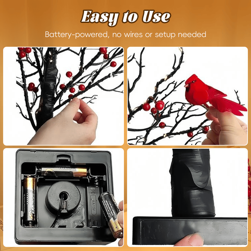 🏆LAST DAY SALE 49% OFF -  Vintage Glowing Cardinal Tree With Berries