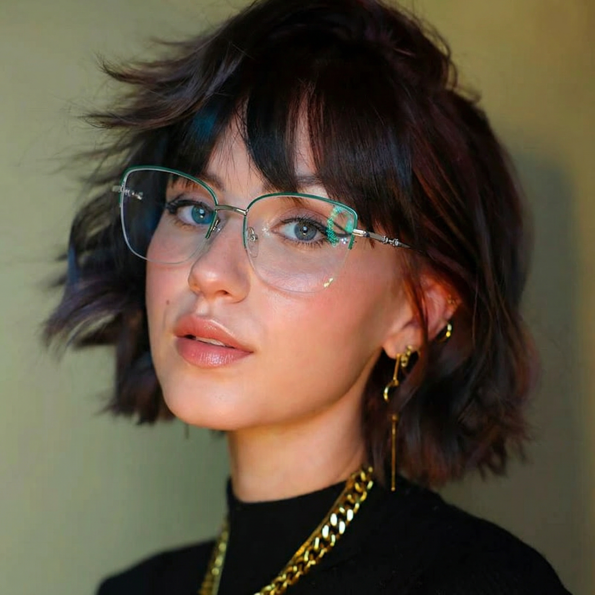 Half Rim Cat-Eye Glasses #69-k501