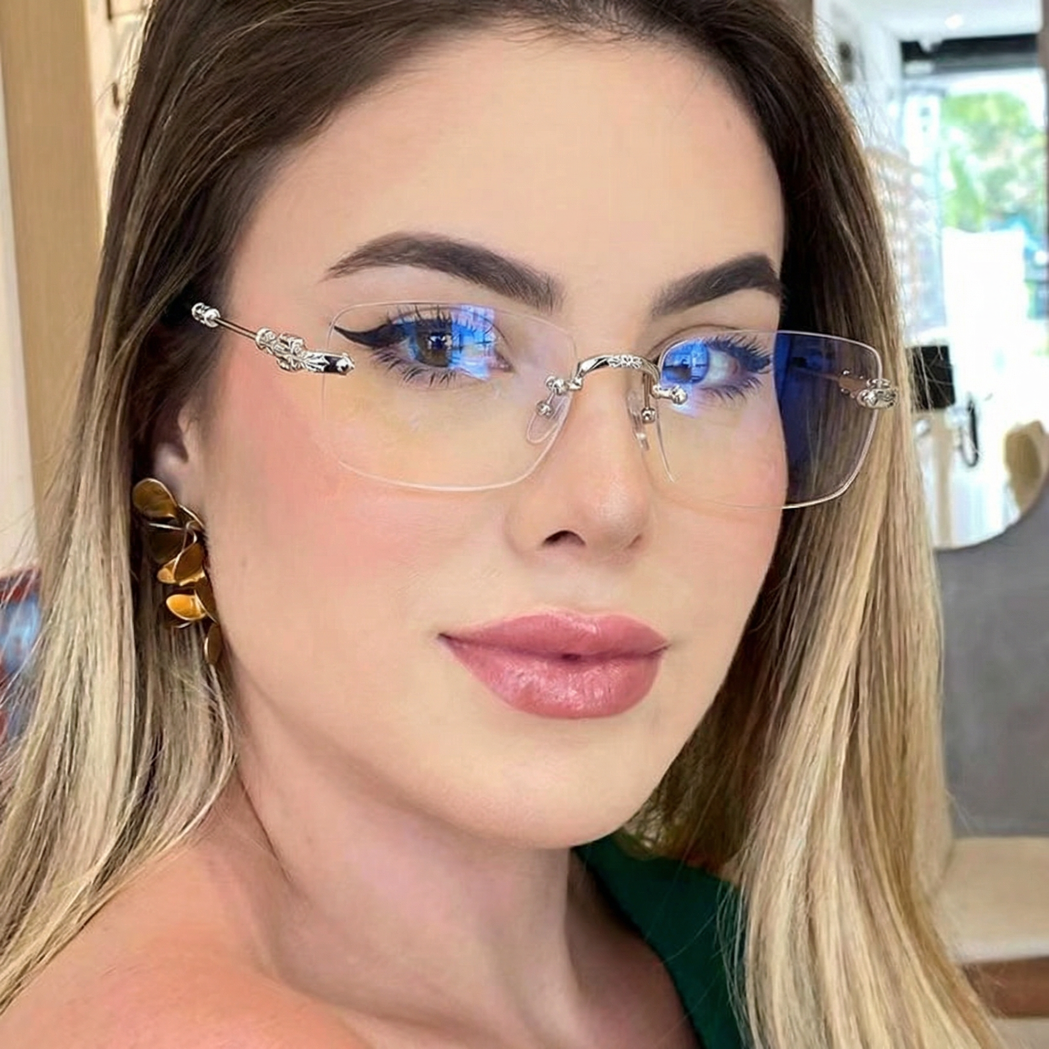 Rimless Rectangle Glasses #qt-8218