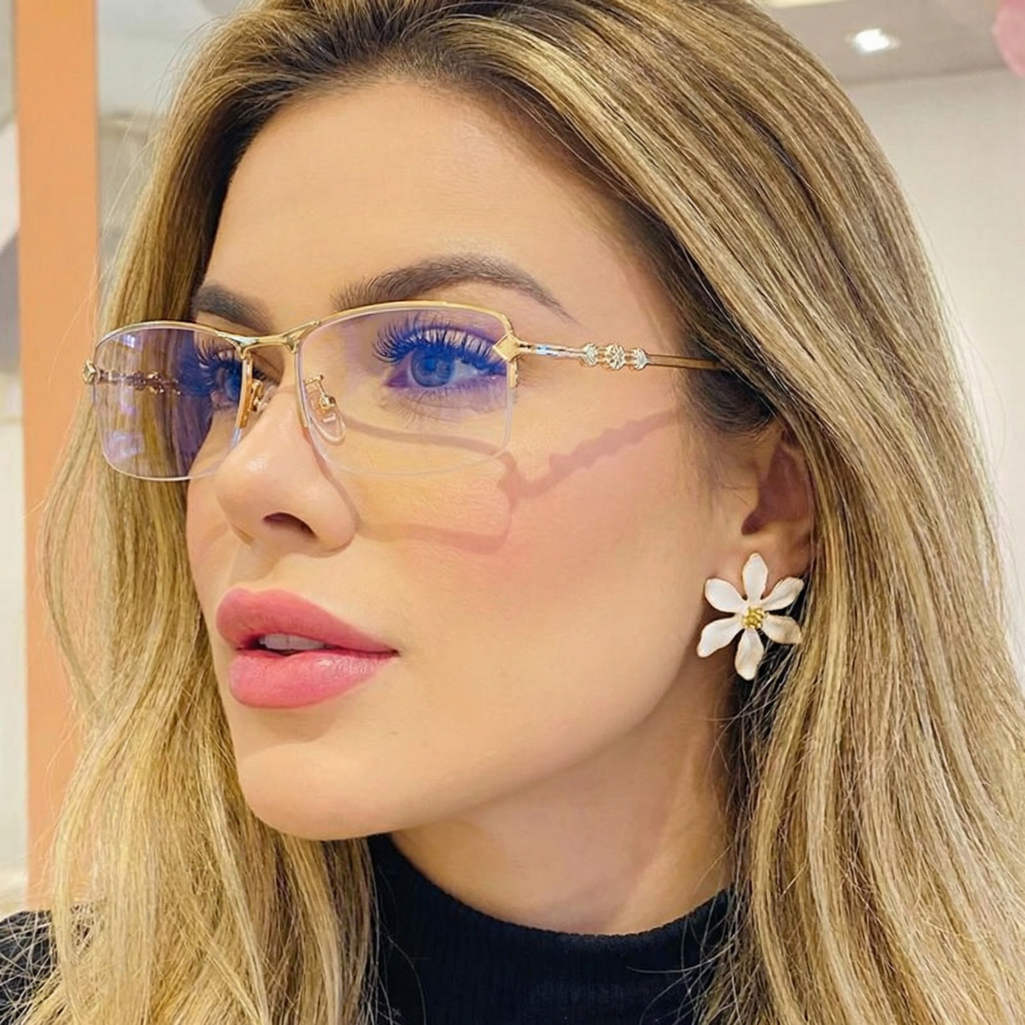 Half Rim Rectangle Glasses #ty-TY19