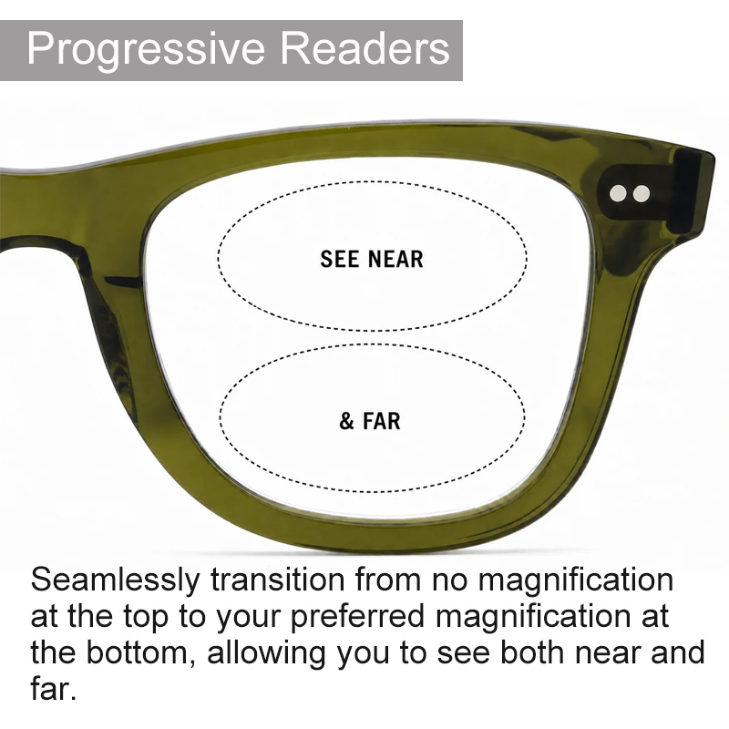 3 Pack Fashion  Premium Acetate Ethereal Frame Progressive Readers