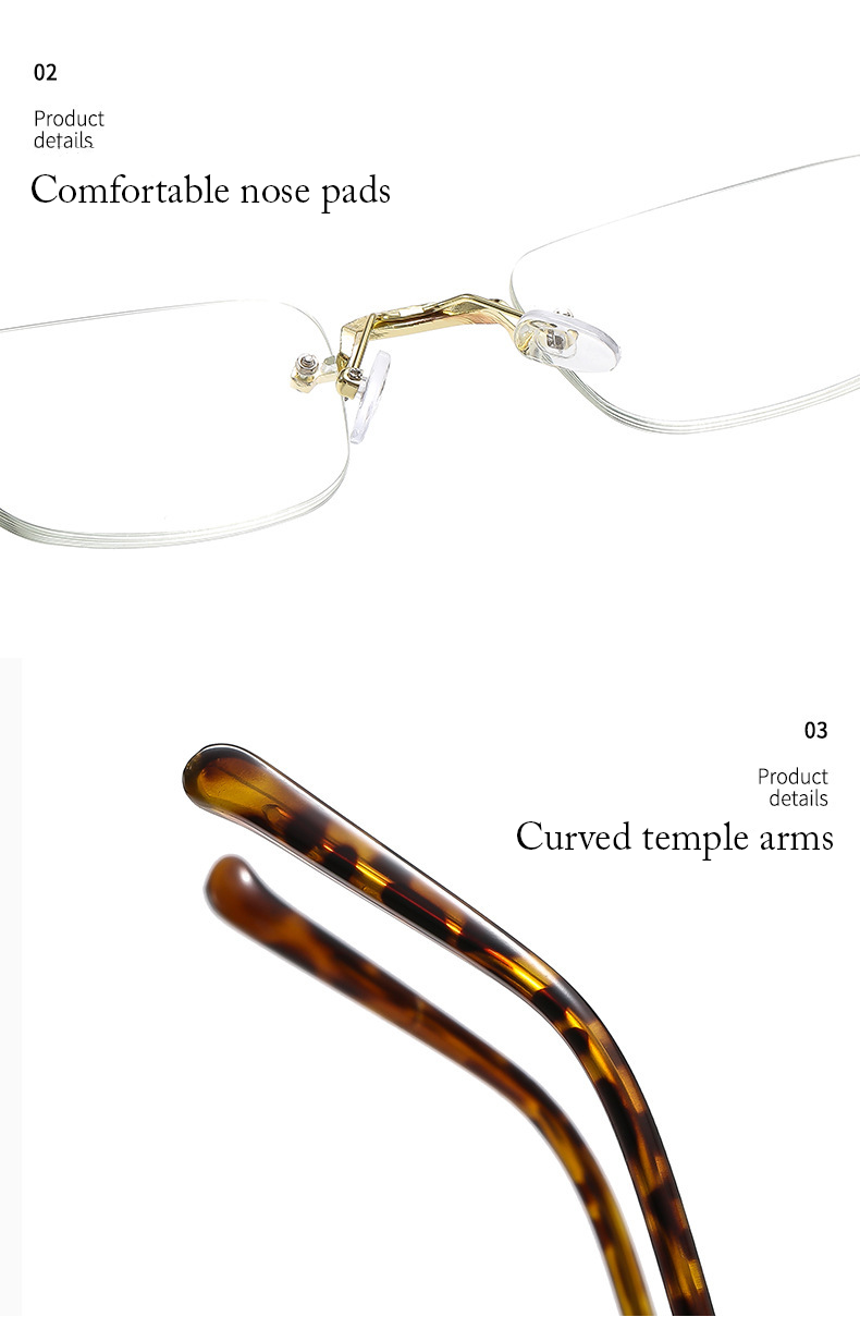 Rimless Rectangle Glasses #qt-8218