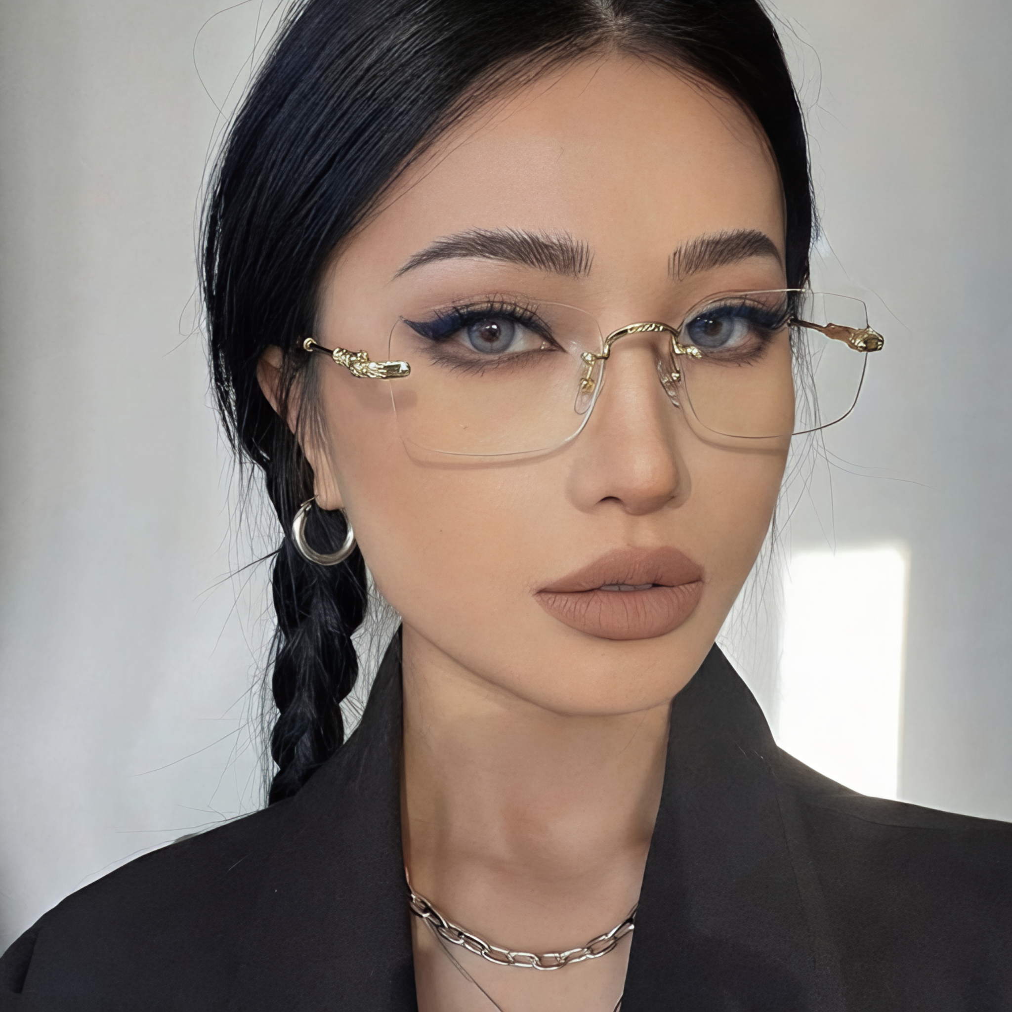 Rimless Rectangle Glasses #qt-8218