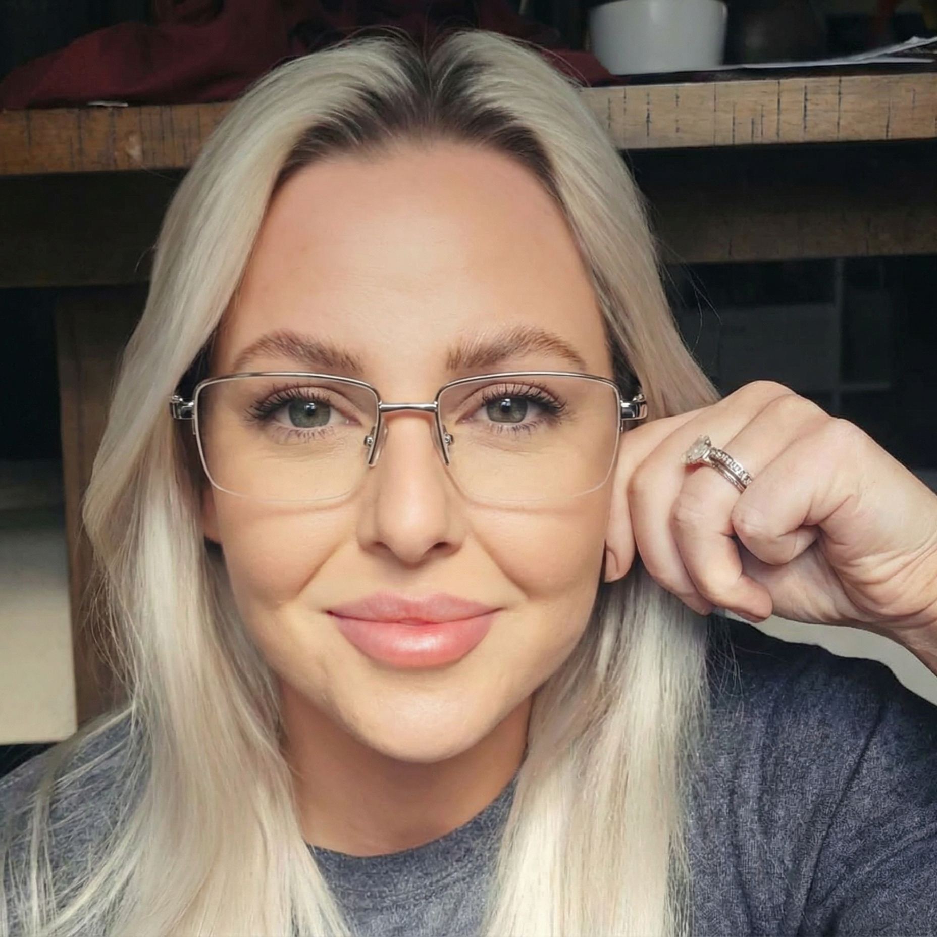 Half Rim Rectangle Glasses #69-km751