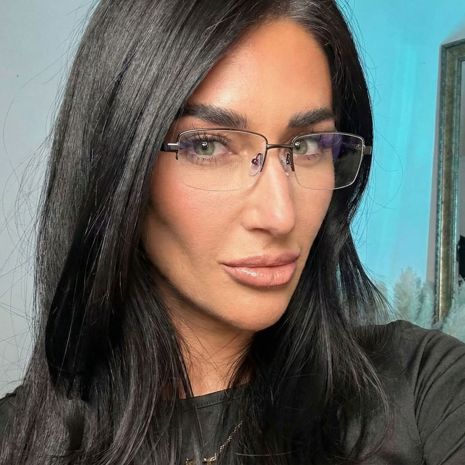 Half Rim Rectangle Glasses #69-km751