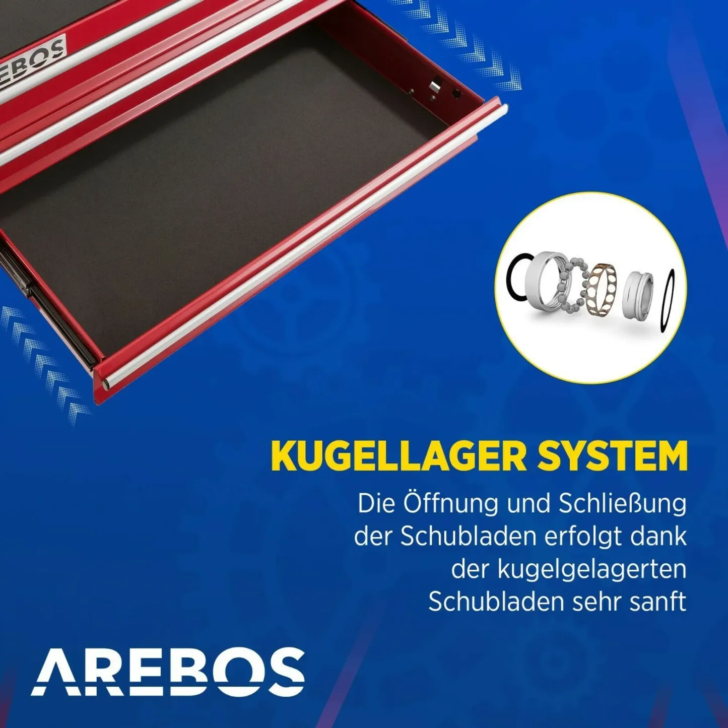 AREBOS Werkstattwagen 7 Schubladen | abschließbar, Antirutschmatten, Rot