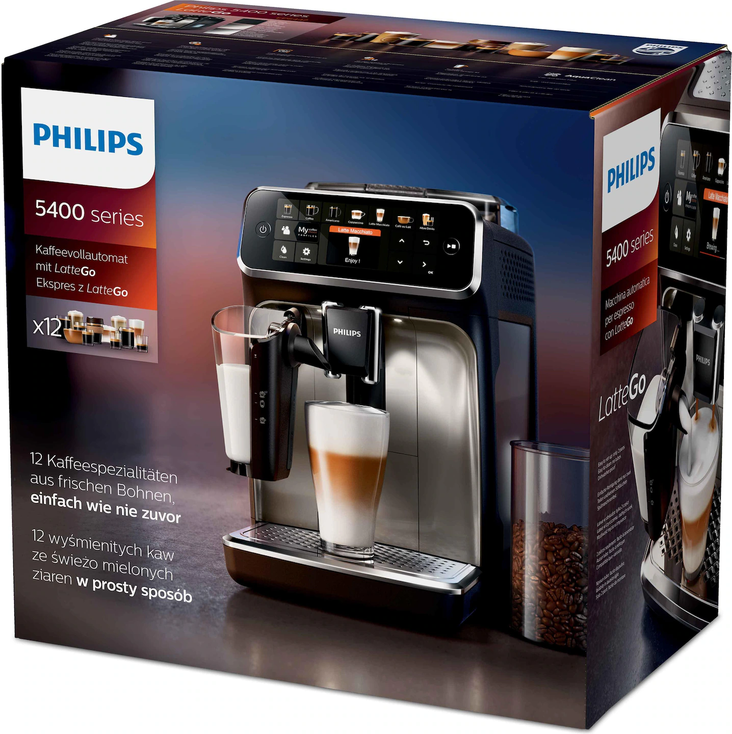 PHILIPS Series 5400 LatteGo Kaffeevollautomat - Schwarz/Chrom