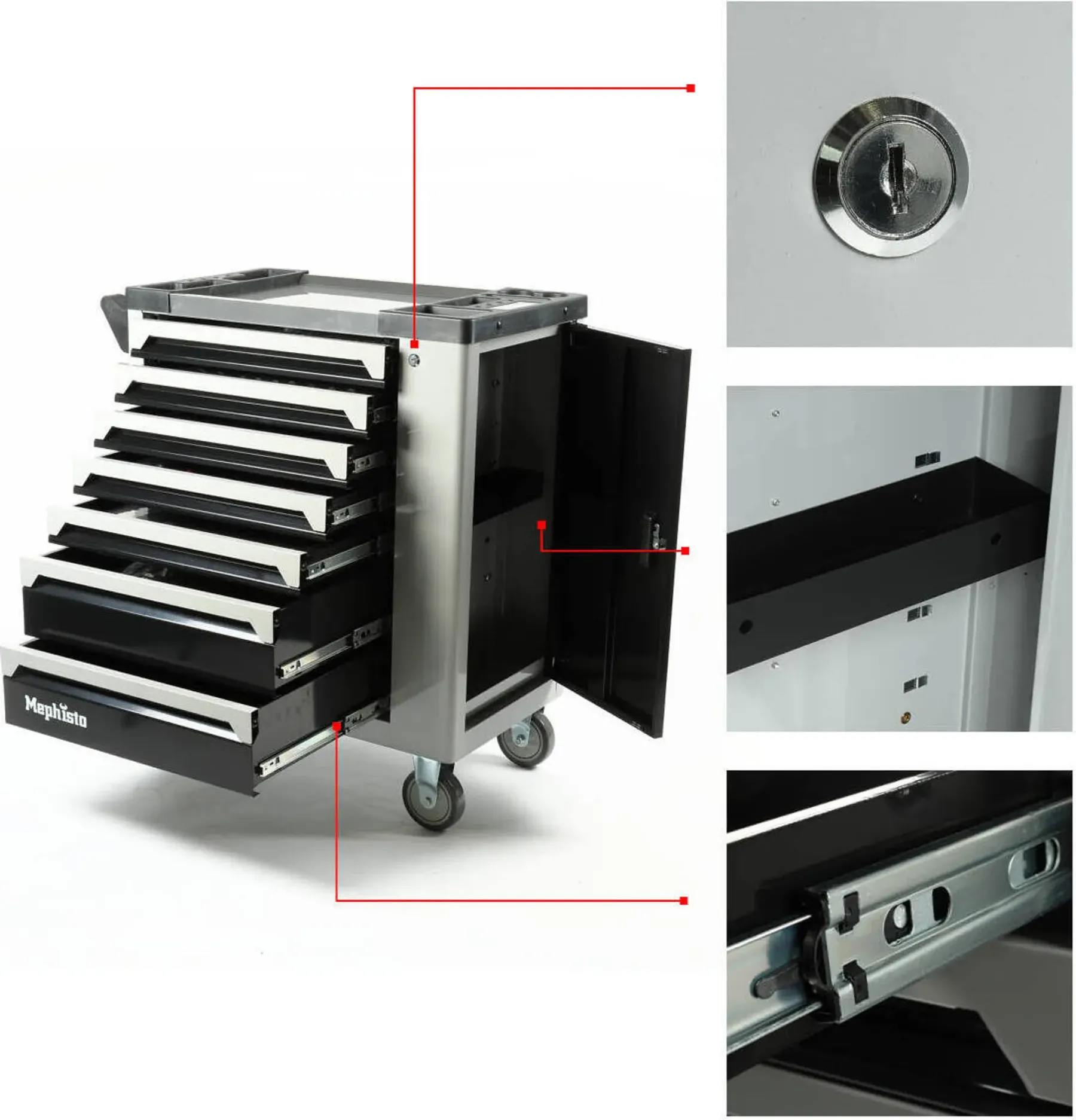 Mephisto Werkzeugwagen 7 Schubladen inkl. Rollgabelschlüssel