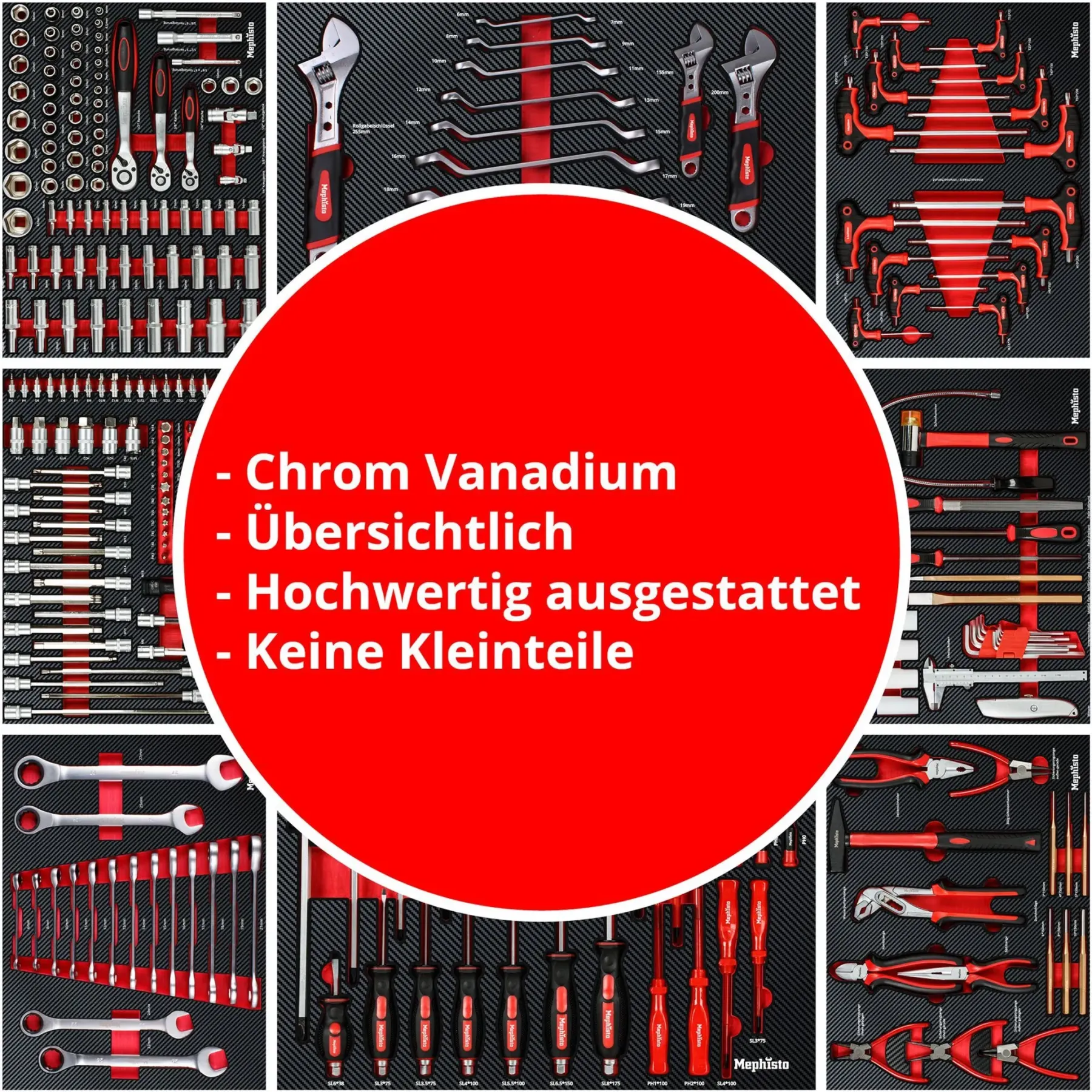 Mephisto Werkzeugwagen 7 Schubladen inkl. Rollgabelschlüssel