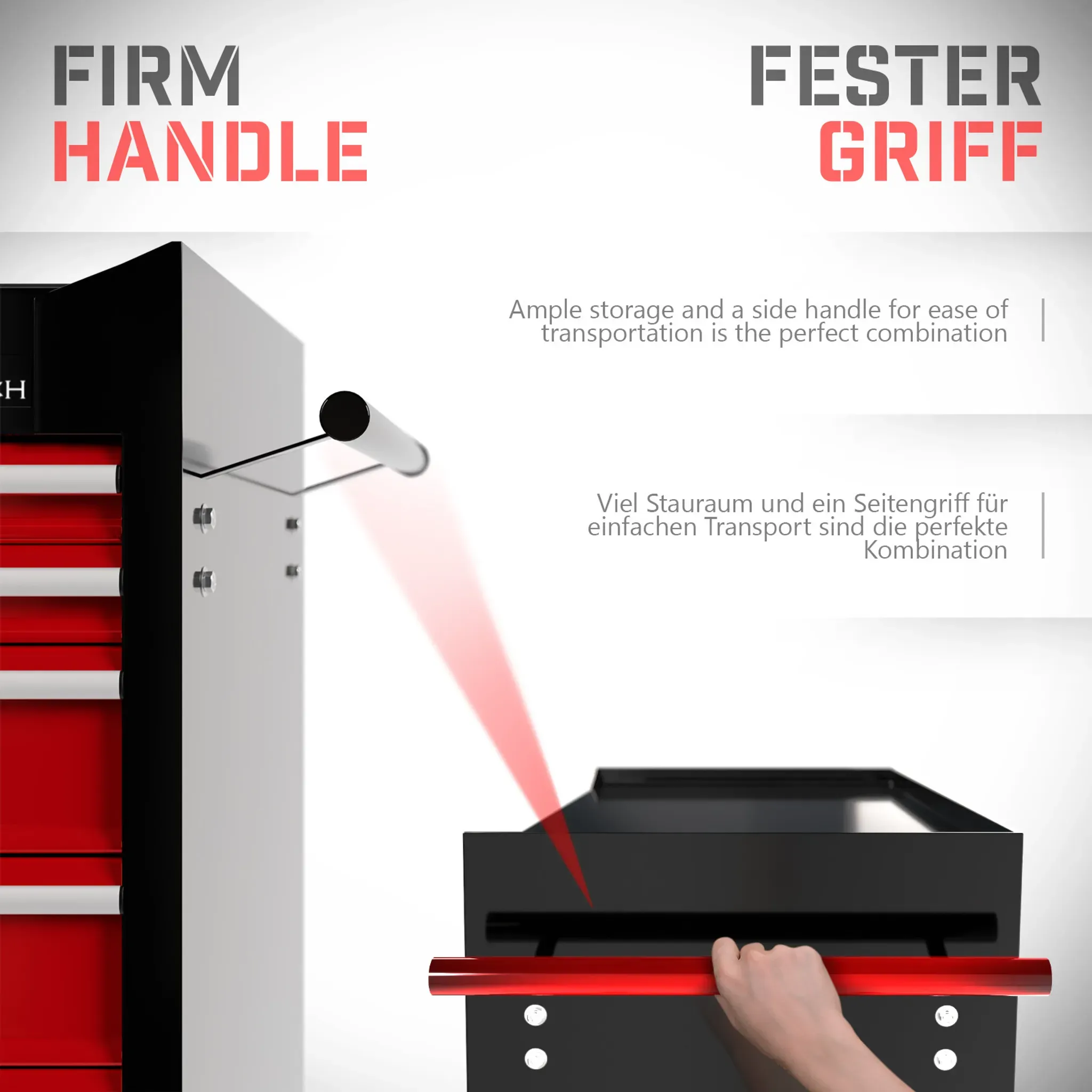 Werkzeugwagen XXL - 7 Schubladen - Rot / Schwarz