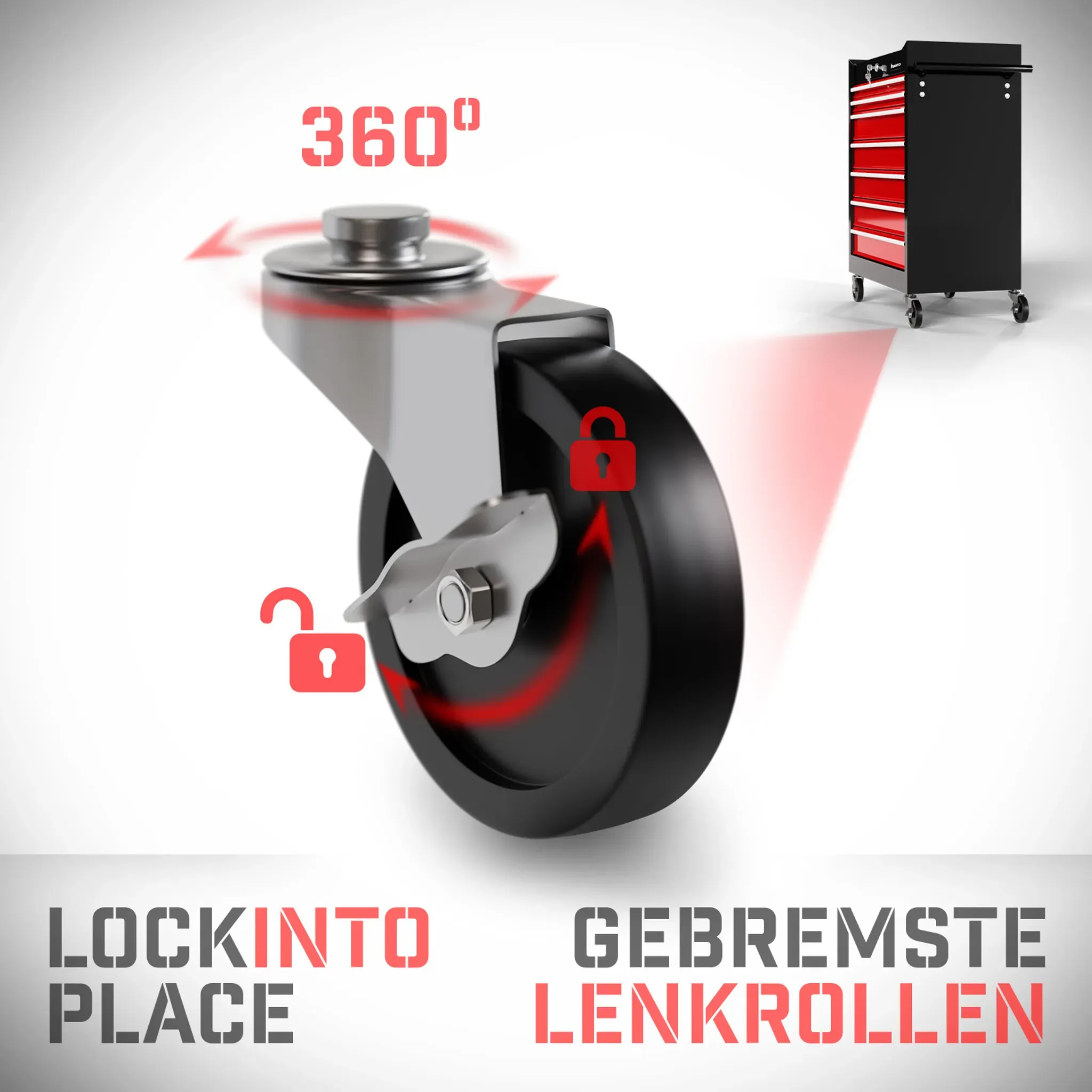 Werkzeugwagen XXL - 7 Schubladen - Rot / Schwarz