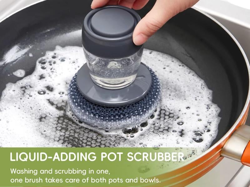 Automatic Liquid Filling Good Handle Soap Dispense Palm Kitchen Brush for Bowl Sink Cleaning Pot Comfortable