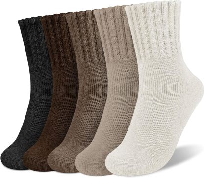 🏆 5 Pairs Women's Solid Mid-calf Socks