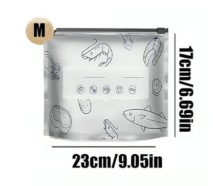 (30pcs )Reusable Aluminum Foil Sealable Storage Bags, 2025 New Resealable Vacuum Zipper Pouches for Food, Stand Up Foil Sealable Bags with Label and Zip Lock for Vegetable Fruit Meat