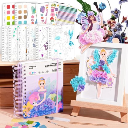Jar Melo Poke-in 4-in-1 Diamond Painting Kits & Art Magic Princess Craft Kit Stuffers Watercolor DIY Gifts for Girls Handicraft Activities Back to School Embroidery Design Set