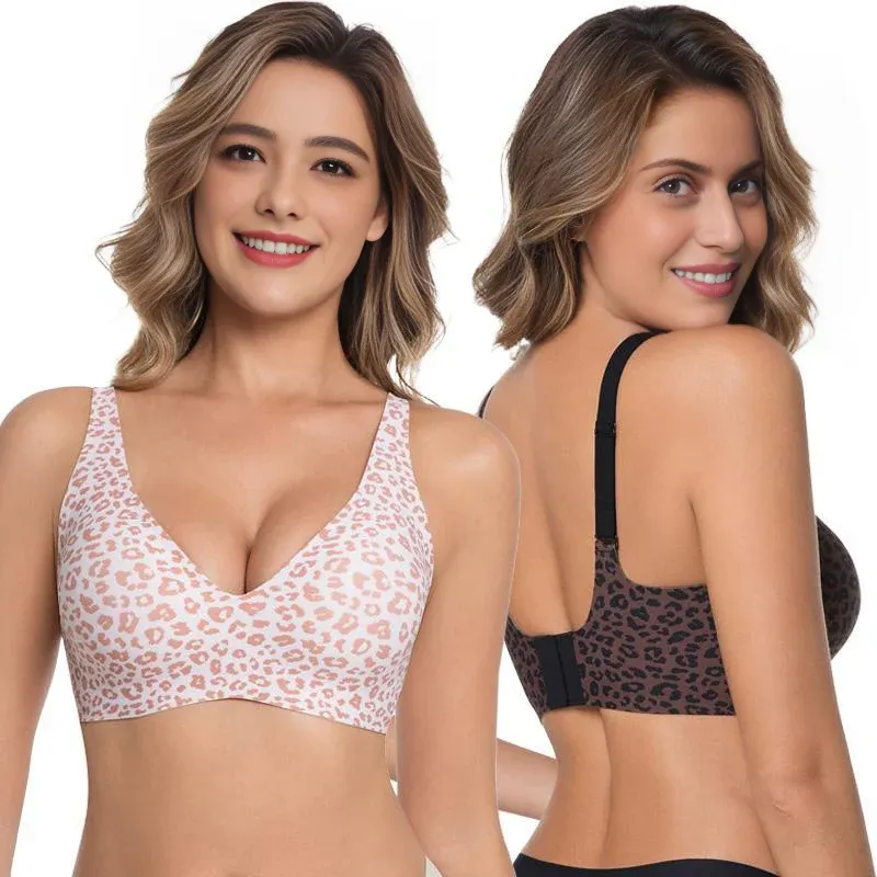 🔥 2026 New Upgrade – Super Firming Leopard Print Jelly Bra | Wirefree Lift, Smoothing Support & All-Day Comfort