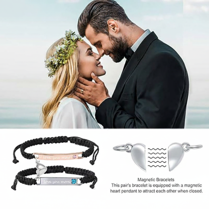 ❤️Adjustable Couple Bracelet Set, Heart Charm Bracelet🔥