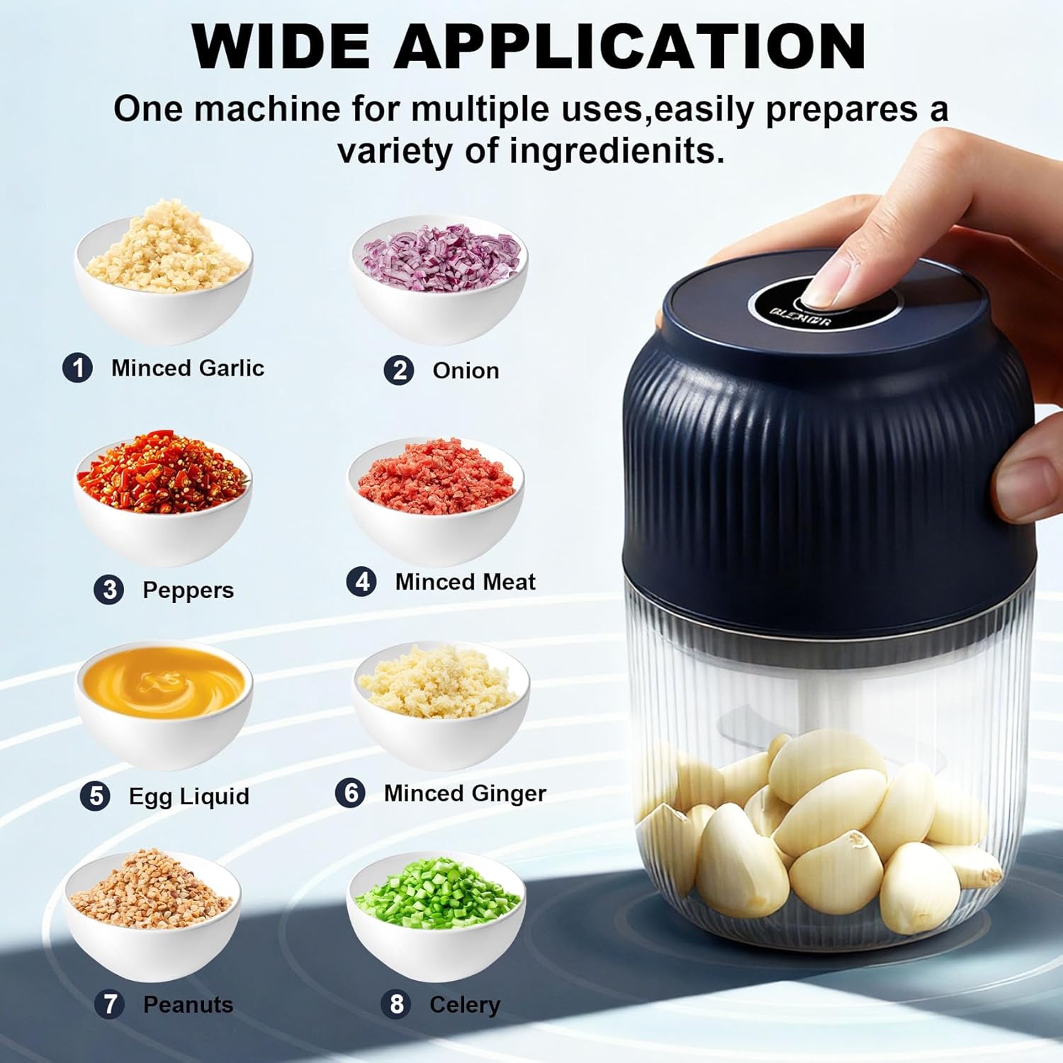🔥 Electric Garlic Chopper, Mini Portable Veggie Cutter