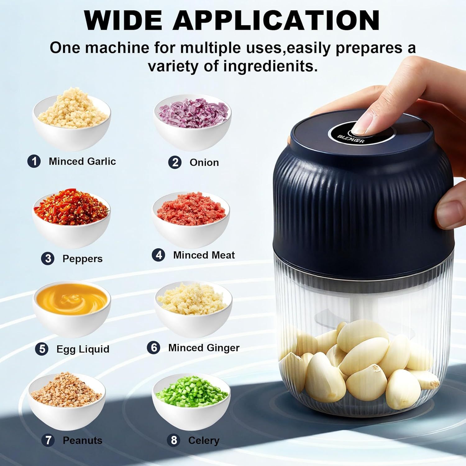 🔥 Electric Garlic Chopper, Mini Portable Veggie Cutter