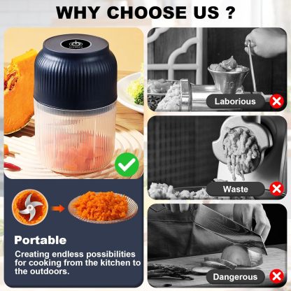 🔥 Electric Garlic Chopper, Mini Portable Veggie Cutter