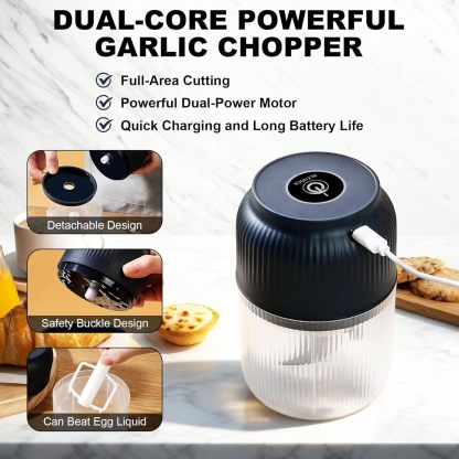 🔥 Electric Garlic Chopper, Mini Portable Veggie Cutter