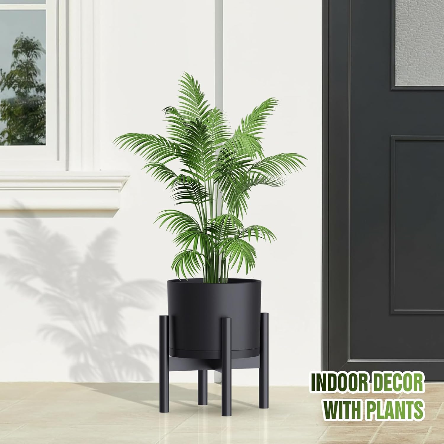10/9/8 Inch Plastic Plant Pots Set of 3 with Saucers & Drainage Holes | Modern Cylindrical Planters with Matte Surface, Lightweight Durable Containers for Indoor and Outdoor Plants
