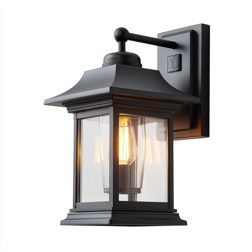 Applique murale extérieure 21x23x36 cm - noir-verre transparent - style lanterne classique-Warmthza