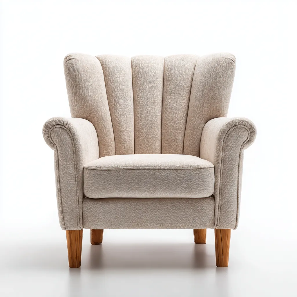 Fauteuil en tissu - 88x85x98 cm - beige - pieds en bois-Warmthza