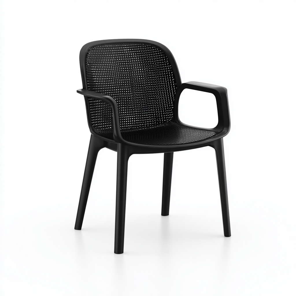 Chaise de jardin en plastique avec accoudoirs 47x53x85 cm - noir - style moderne-Warmthza