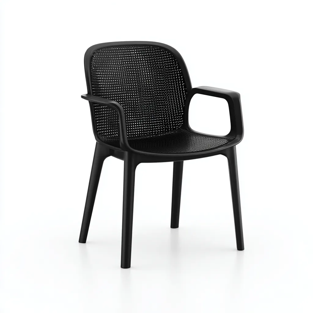 Chaise de jardin en plastique avec accoudoirs 47x53x85 cm - noir - style moderne-Warmthza