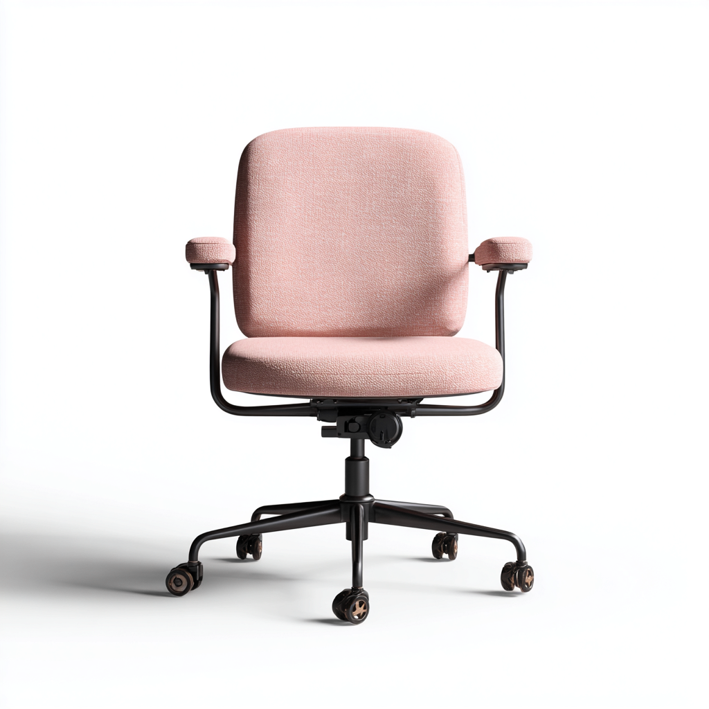 Chaise de bureau en tissu 61x61x90 cm - rose - réglable avec accoudoirs et roulettes-Warmthza