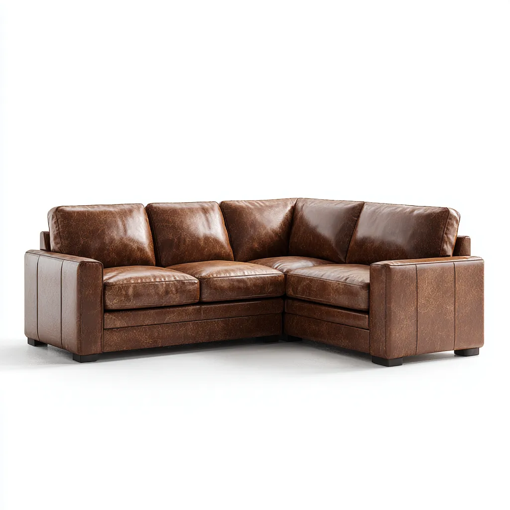 Canapé d'angle cuir véritable 250x95x90 cm - marron - style vintage-Warmthza