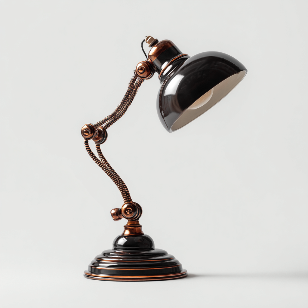 Lampe de bureau articulée 20x25x45 cm - métal noir et cuivre - style industriel rétro-Warmthza