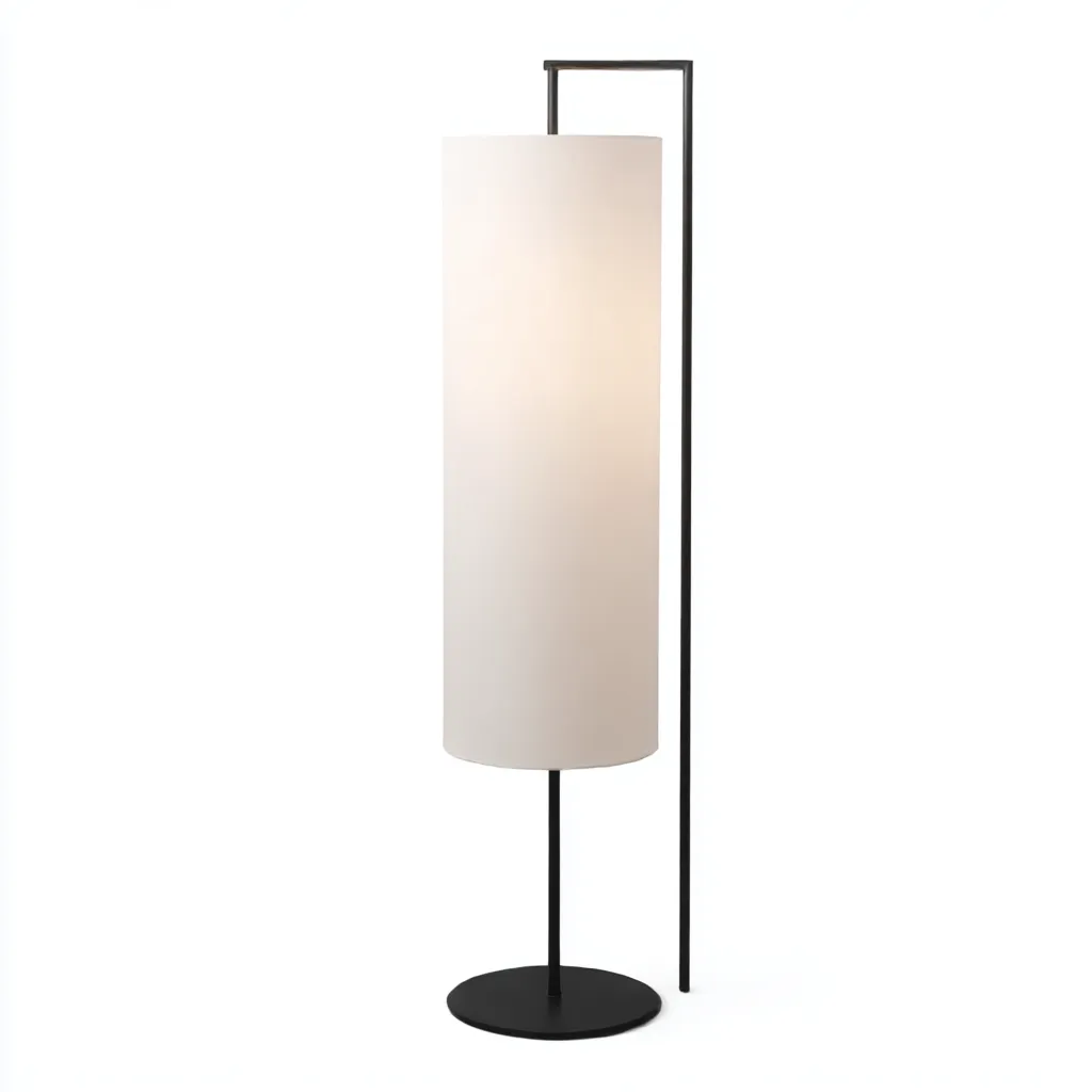 Lampadaire en métal et tissu 32x32x160 cm - noir-blanc - style minimaliste-Warmthza